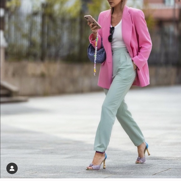 M ZARA Linen Blend Blazer Pink - Picture 2 of 12